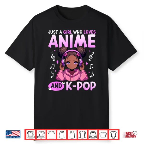 Just A Girl Who Loves Anime And K Pop African American Afro Shirt