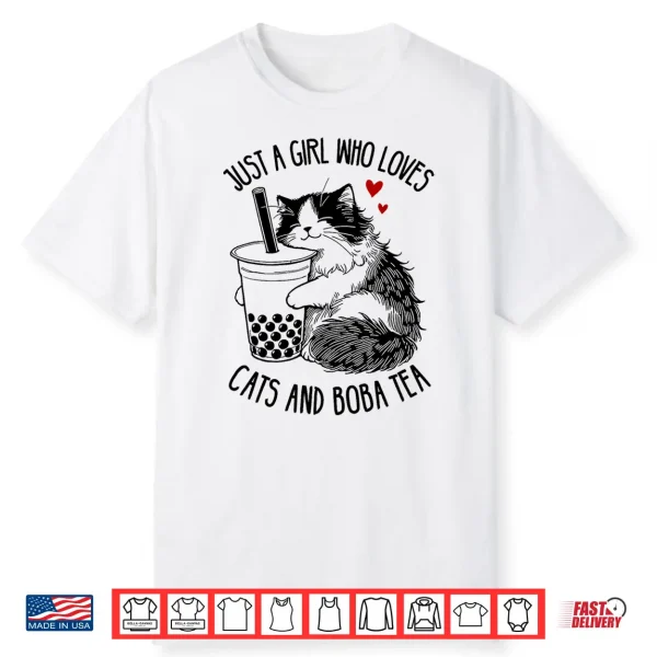 Just A Girl Who Loves Cats And Boba Tea Ragdoll Cat Lover Shirt