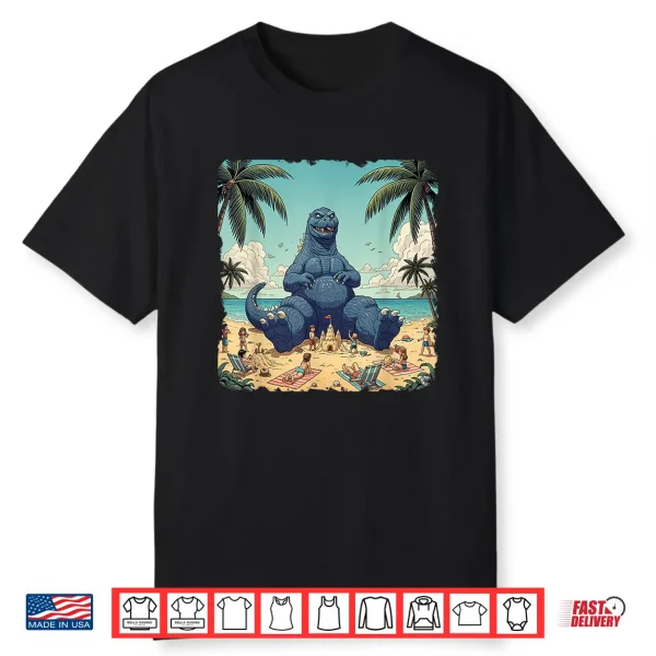 Kaiju On The Beach Suntanning Vacation Funny Summer Vacation Shirt