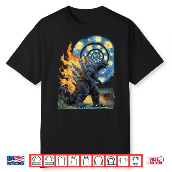 Kaiju Starry Night Japanese Art Anime Van Gogh Funny Gifts Shirt