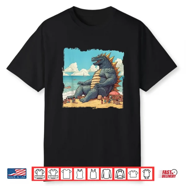 Kaiju On The Beach Suntanning Vacation Ocean Holiday Party Shirt