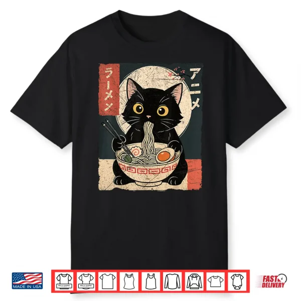 Kawaii Anime Cat Ramen Japanese Graphic Men Women Teens Shirt