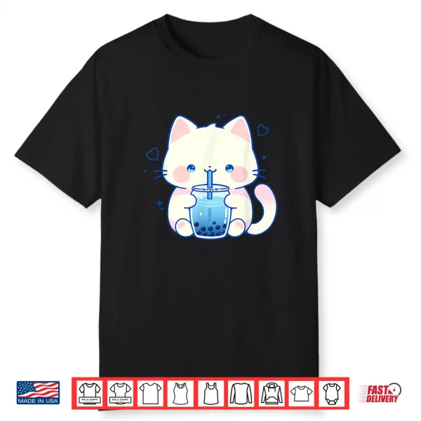 Kawaii Cat Boba Japanese Cute Aesthetic Anime Girls Teens Shirt