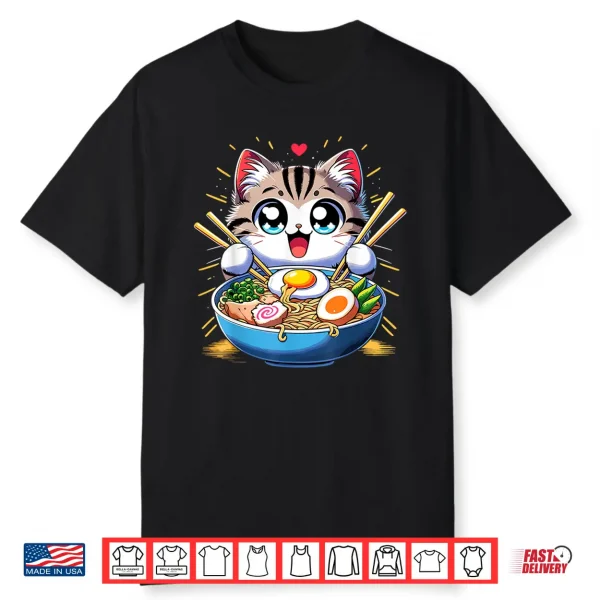 Kawaii Cat Japanese Anime Manga Cat Ramen Shirt