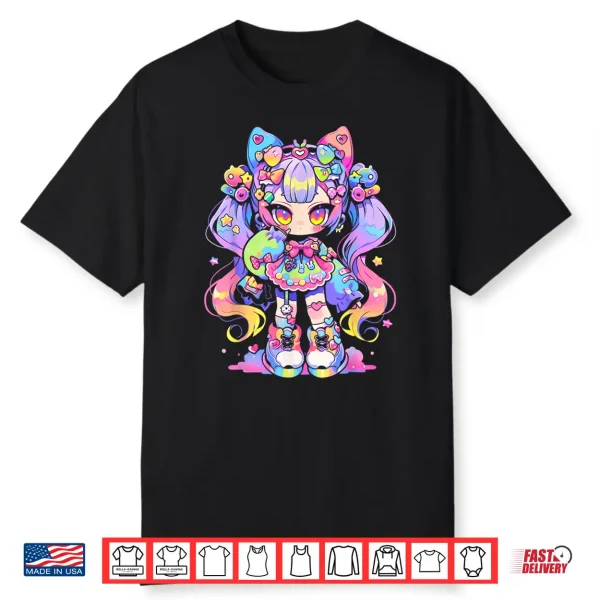 Kawaii Chibi Girl   Decora Fairy Kei Anime Manga Harajuku Shirt