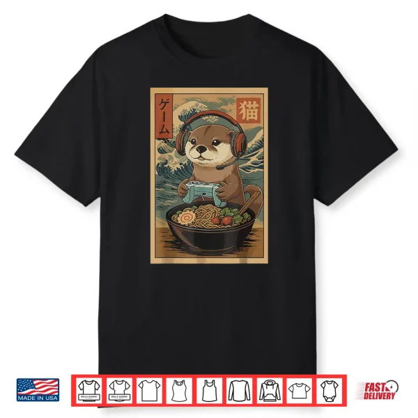 Kawaii Japanese Ramen Otter Retro Gaming Shirts For Men Shirt