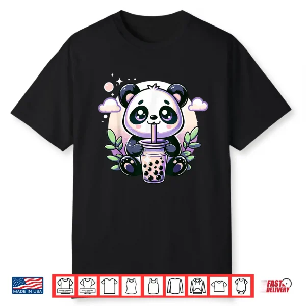Kawaii Panda Anime Boba Drink Bubble Tea Kids Teen Girl Boy Shirt
