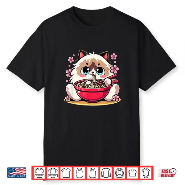 Kawaii Ragdoll Cat Eating Ramen Shirt