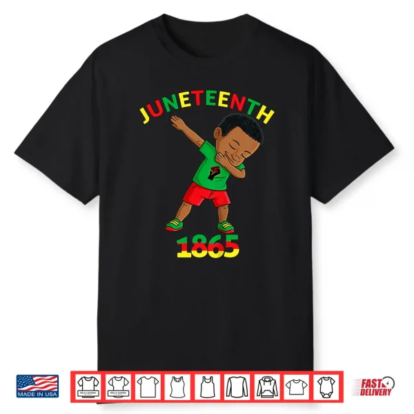 Kids Dabbing Black King Juneteenth Melanin Brown Skin Boys Dab Shirt