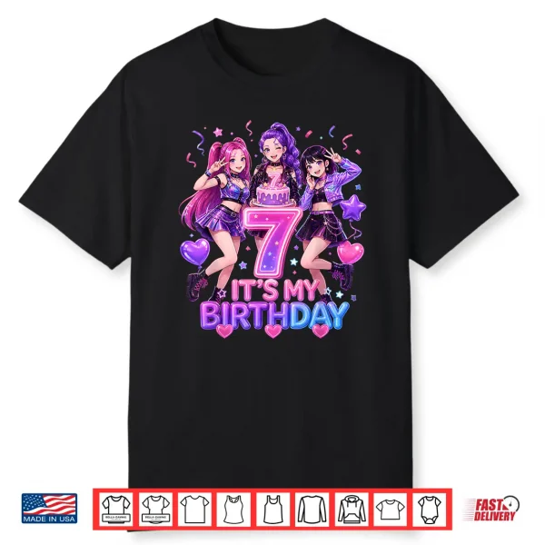 Kids It’S My 7Th K Pop Birthday Girl 7 Year Old K Pop Bday Shirt