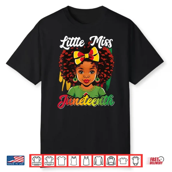 Kids Little Miss Juneteenth Shirt Girl Toddler Black History Shirt