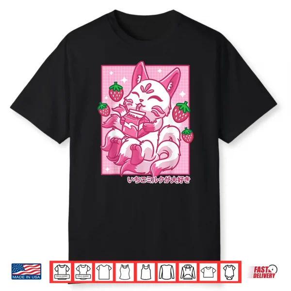 Kitsune Japanese Anime Fox Kawaii Strawberry Milk Shirt