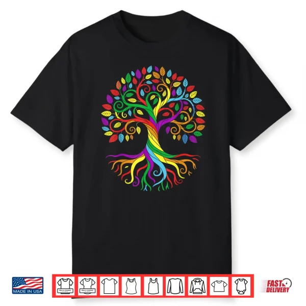 Lgbt Tree Of Pride Colorful Lgbtq Rainbow Roots And Branches Shirt