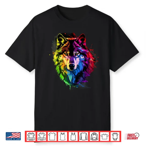 Lgbt Watercolor Wolf Lgbtq Rainbow Gay Pride Lesbian Shirt