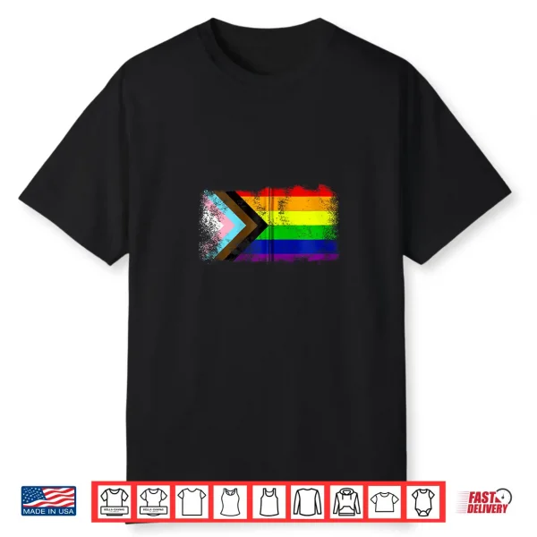 Lgbtq Progress Flag Rainbow Pride Month Gay Lesbian Trans Shirt
