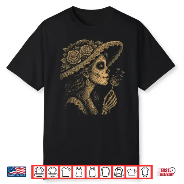 La Catrina Blowing Wishes Dandelion Tee Shirt