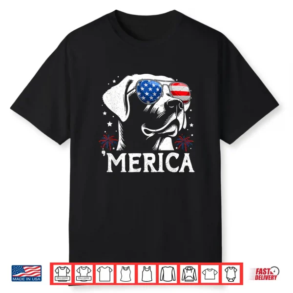 Labrador Retriever 4Th Of July Merica Patriotic Dog Tee Shirt