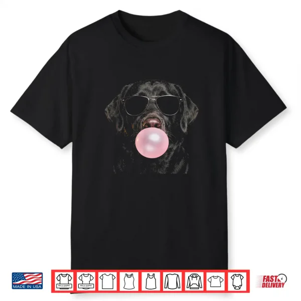 Labrador Retriever Blowing A Bubble Sunglasses Cool Lab Dog Shirt
