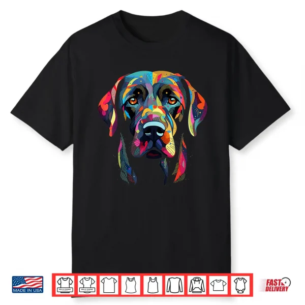 Labrador Retriever Colorful Dog Face Lab Lover Black Shirt