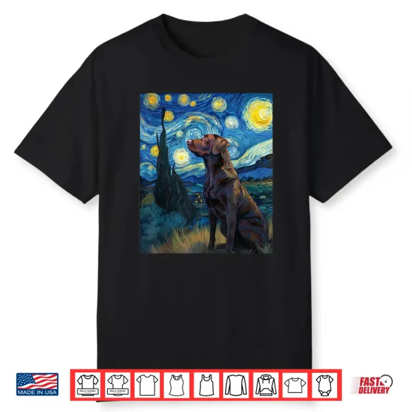 Labrador Retriever Dog Van Gogh Starry Night Graphic Shirt