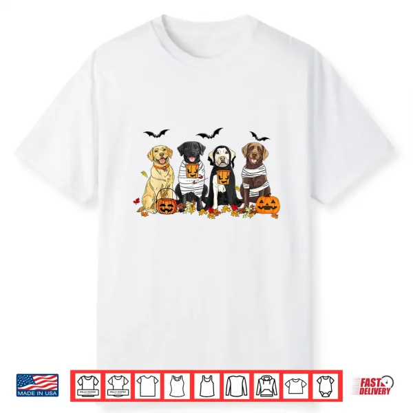 Labrador Retriever Dogs Ghost Witch Mummy Halloween Pumpkins Shirt