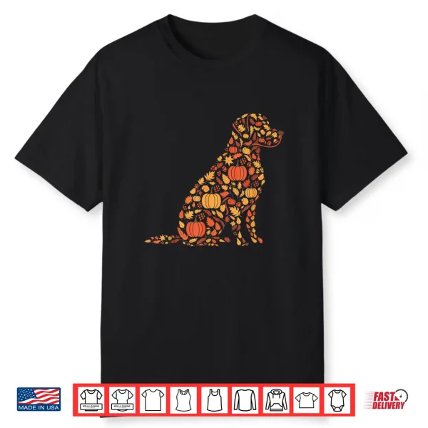 Labrador Retriever Fall Dog Autumn Leaves Thanksgiving Shirt