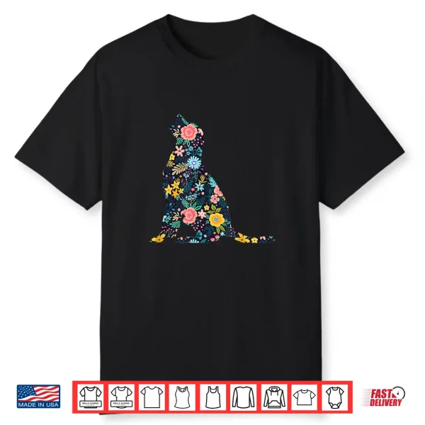 Labrador Retriever Floral Dog Silhouette Womens Graphic Shirt