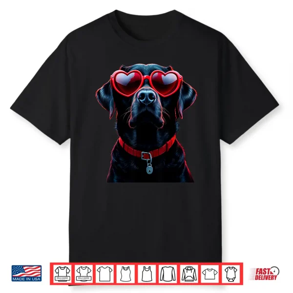 Labrador Retriever Heart Glasses Dog Valentines Day Shirt