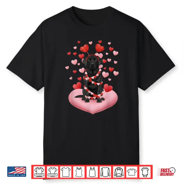 Labrador Retriever Valentines Day Dog Black Lab Hearts Shirt