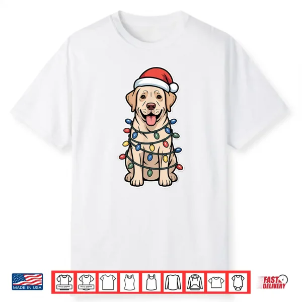 Labrador Retriever Wrapped In Christmas Lights Shirt