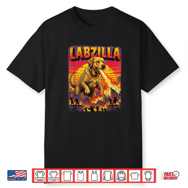 Labzilla Giant Yellow Labrador Retriever Dog Monster Parody Shirt