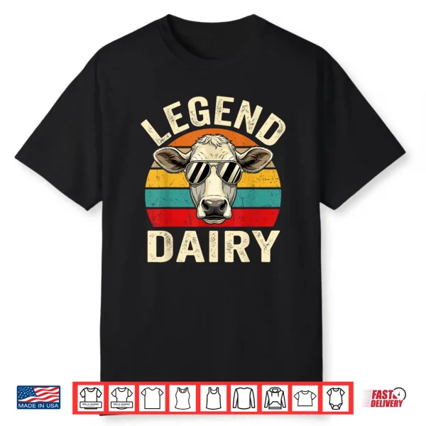 Legend Dairy Retro Sunset Sunglasses Cow Pun Shirt