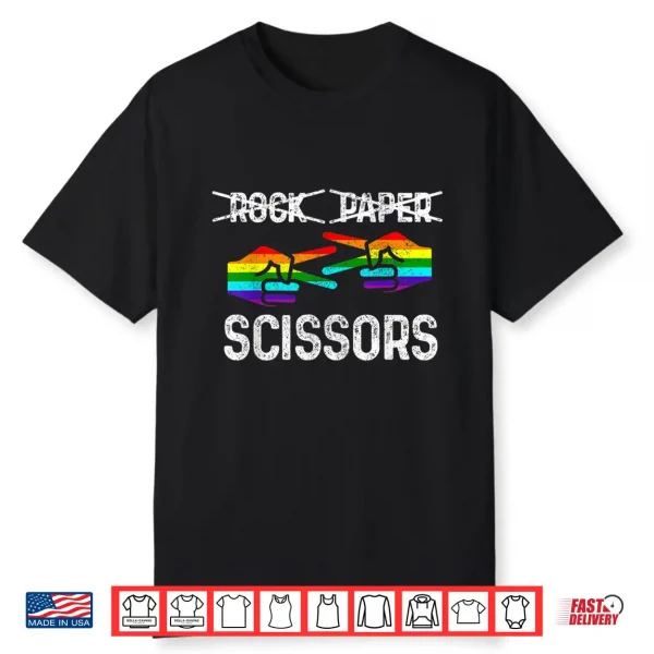 Lesbian Pride Rock Paper Scissors Funny Lgbtq Rainbow Flag Shirt