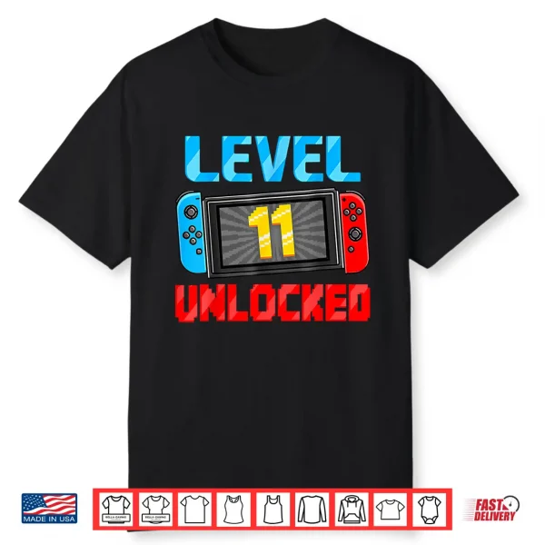 Level 11 Unlocked Gamer 11Th Birthday Gift Video Game Boys Shirt