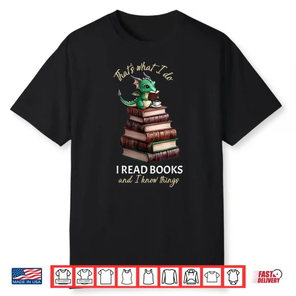 Librarian Bibliophile Dragon Coffee I Read Books Shirt