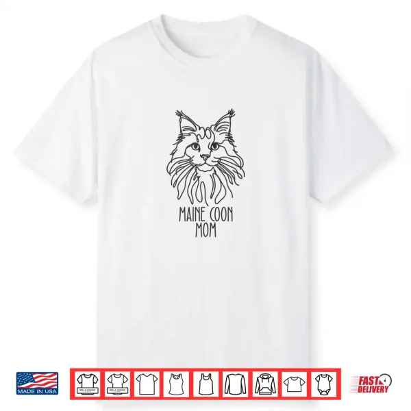 Line Art Best Cat Mom Women Maine Coon Cat Shirt
