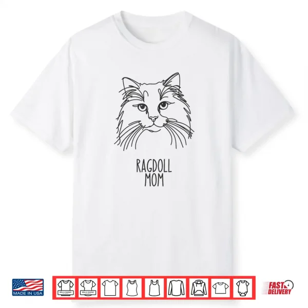 Line Art Best Cat Mom Women Ragdoll Cat Shirt
