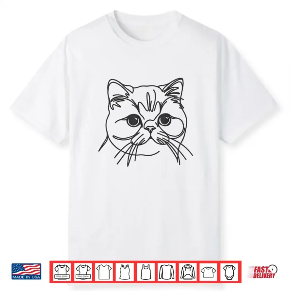 Line Art Dad Mom Cat Exotic Shorthair Cat Shirt