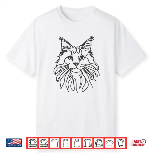Line Art Dad Mom Cat Maine Coon Cat Shirt