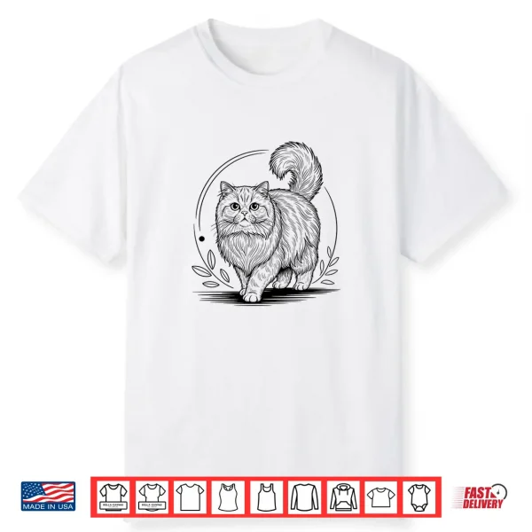 Line Art Persian Cat Minimalist Shirt