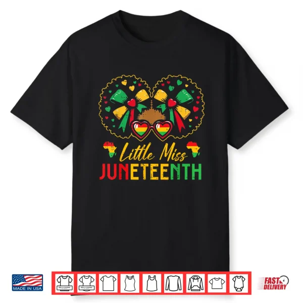 Little Miss Juneteenth Black African June 19Th Kids Girls Shirt