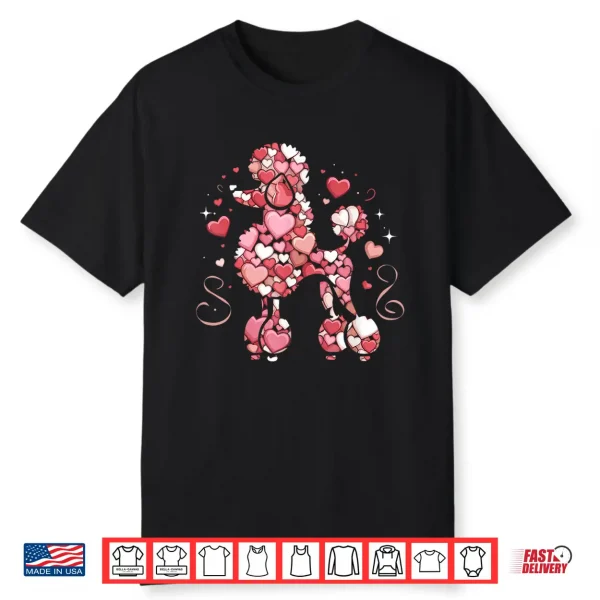 Love Heart Pattern Valentines Day Poodle Love Shirt