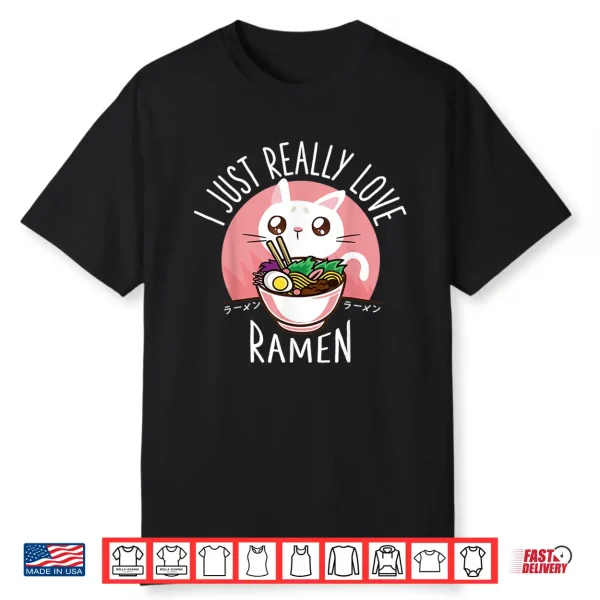 Love Ramen Japanese Noodles Shirt Kawaii Anime Cat Gifts