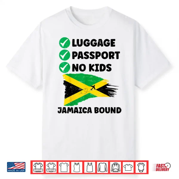 Luggage Passport No Kids Jamaica Bound Couple Trip Matching Shirt