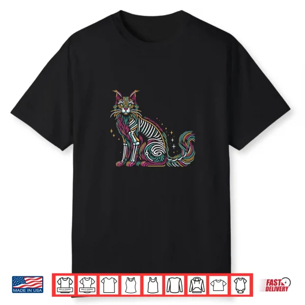Maine Cat Lover Dia De Los Muertos Mexican Professional Graphic Shirt