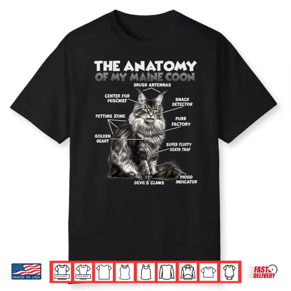 Maine Coon Anatomy   Cat Humor Saying   Gentle Giant Shirt