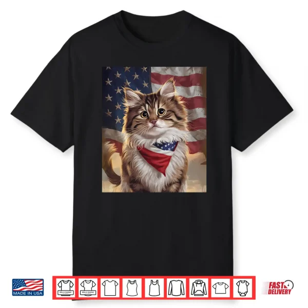Maine Coon Cat American Flag Independence Day 4Th Of July Shirt