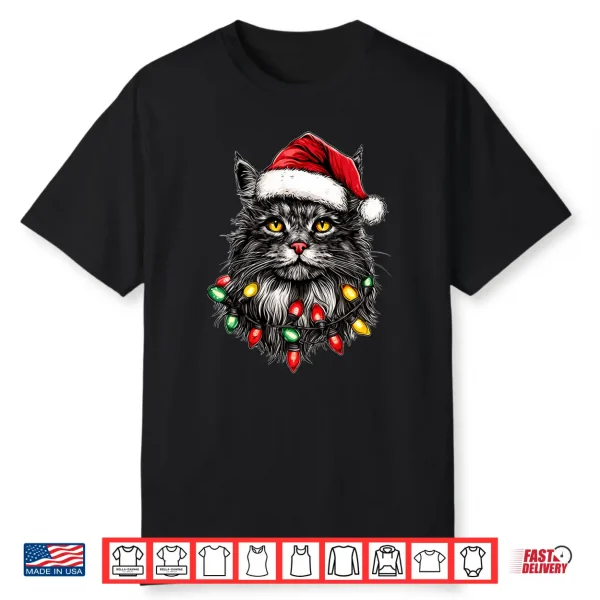 Maine Coon Cat Christmas Hat Xmas Shirt