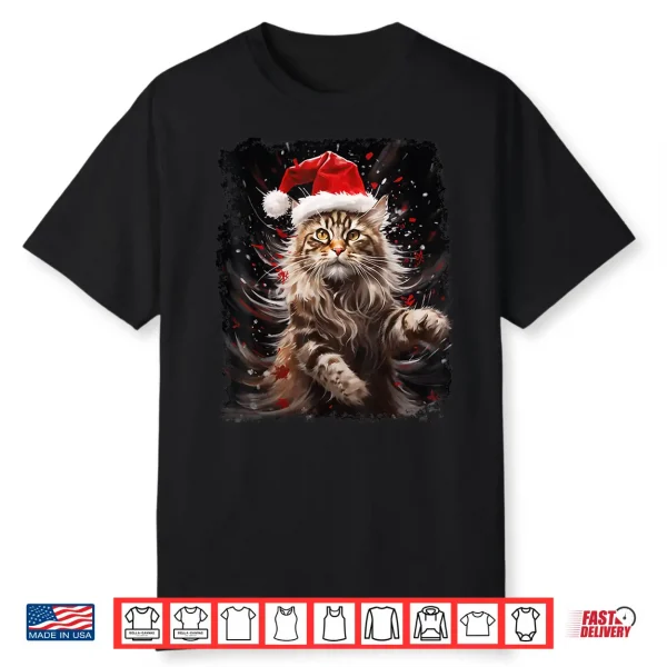 Maine Coon Cat Christmas Professional Minimalist Modern Graphic Shirt