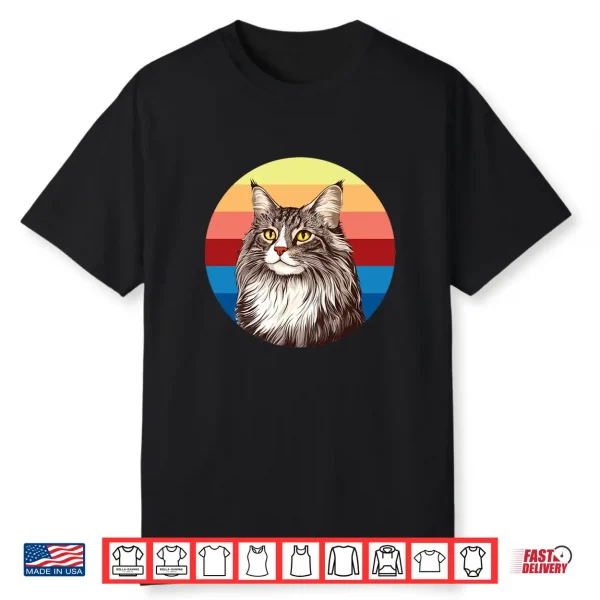 Maine Coon Cat Gift Retro Colors For Animal Lovers Shirt